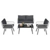 Wicker Outdoor Furniture Set, 4-Piece Patio Sectional Sofa with Handmade Rattan and Metal Frame, Conversation Couch Set with Coffee Table & Ottoman - 4 of 4