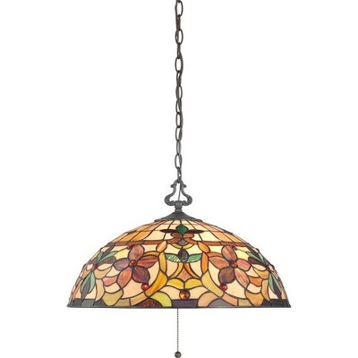 Kami 20" Vintage Bronze Pendant with Tiffany Glass Shade