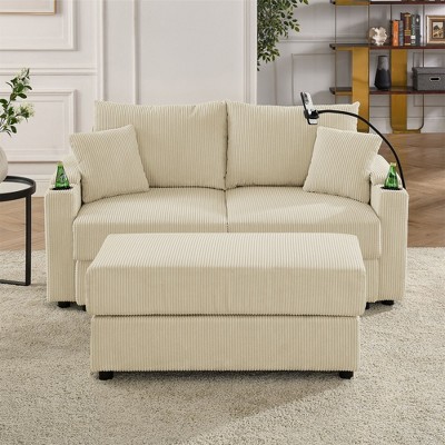 NicBex 73 Inch Loveseat,Modern Corduroy Loveseat Sofa Chair with Storage,Upholstered Deep Seat Couch for Living Room