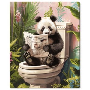 Art Remedy Panda Tropical Bathroom Tropical Bathroom Wall Art Unframed - 1 of 4