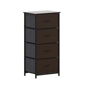 Flash Furniture Harris 4 Drawer Vertical Storage Dresser with Cast Iron Frame, Wood Top and Easy Pull Engineered Wood Drawers with Wooden Handles