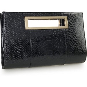 Classic Crocodile Pattern Faux Leather Metal Grip Cut it out Clutch with Chain Shoulder Strap - 1 of 4
