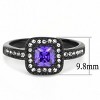 Slickblue Classsic Tanzanite CZ Ring, IP Black Ion Plated Stainless Steel, Halo Style, Women’s Ring, Sizes 5-10 - 2 of 4