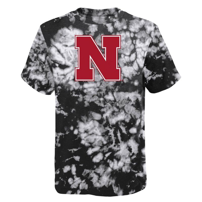 NCAA Nebraska Cornhuskers Boys&#39; Black Tie Dye T-Shirt, 1 of 2