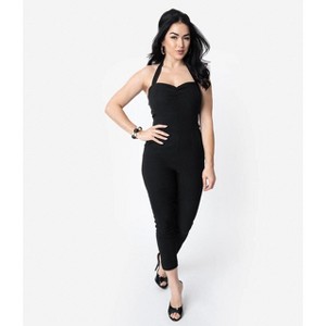 Unique Vintage Women's Halter Marcel Jumpsuit Black - 1 of 4