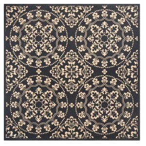 Navy Blue/Natural Abstract Loomed Square Area Rug - (6