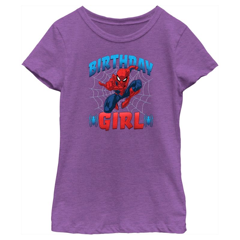 Girl's Marvel Bday Girl Spidey T-Shirt, 1 of 5