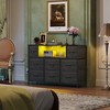 8-Drawer Fabric Dresser with Charging Station and LED Lights, TV Stand for 55-Inch - 2 of 4