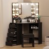 Vanity Desk with Mirror and Lights, Corner Makeup Vanity Desk, Large Dressing Tables with Charging - 2 of 4