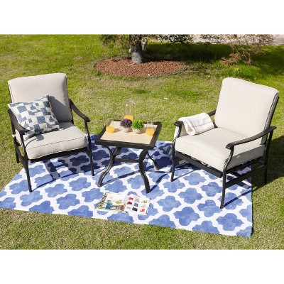 3pc Bistro Steel Patio Dining Sets Cream - Lokatse