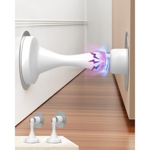DOMETOUR Magnetic Door Stopper 2 Pack, Stainless Steel, Adhesive & Screws, Wall/Floor Mount, White, Door Holder & Catch for Bottom of Door - 1 of 4
