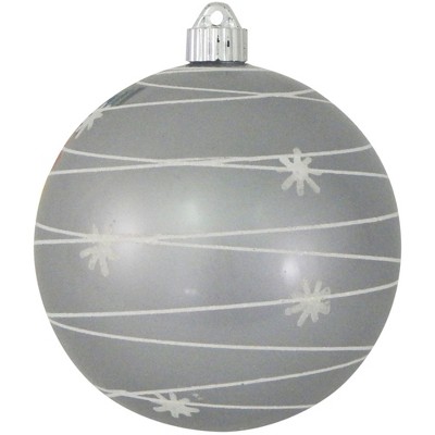 Christmas by Krebs 2ct Candy Silver and White Tangle with Stars Shatterproof Matte Christmas Ball Ornaments 6" (150mm)