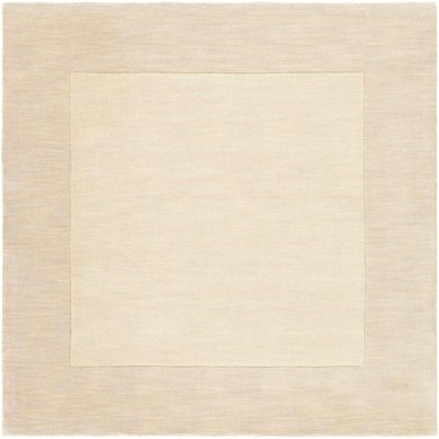 Hauteloom Bordered Solid Beige Cream Wool Rug