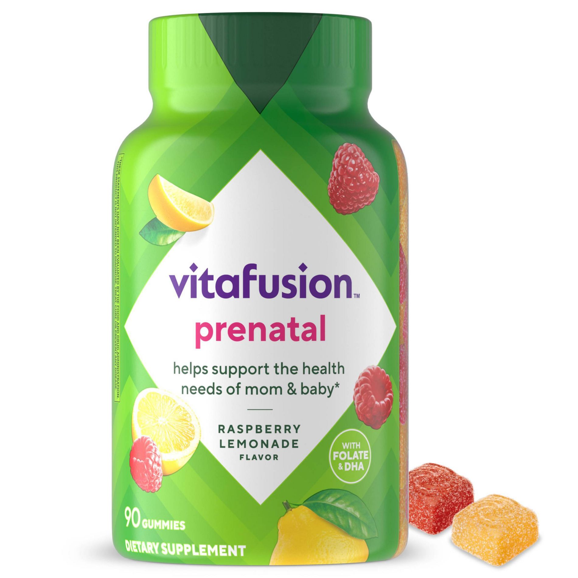 Vitafusion PreNatal Multivitamin Dietary Supplement Gummies - Lemon & Raspberry Lemonade - 90ct: Folate, Gluten-Free