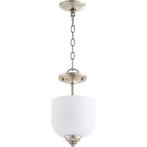 Quorum Lighting Richmond 3-Light Pendant, Aged Silver Leaf, 8W x 14H, Satin Opal Shade - 1 of 1