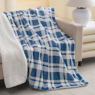 50"x60" Printed Velvet to Solid Faux Shearling Throw Blanket - Sutton Home Fashions