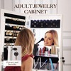 360¡ã Swivel Jewelry Armoire with Full Length Mirror, Standing Jewelry Organizer Cabinet with Makeup Mirror, Drawers, Lock, Shelves, White - 3 of 4