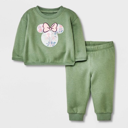 Baby Girls' Disney Mickey Mouse & Friends Solid Top And Bottom Set