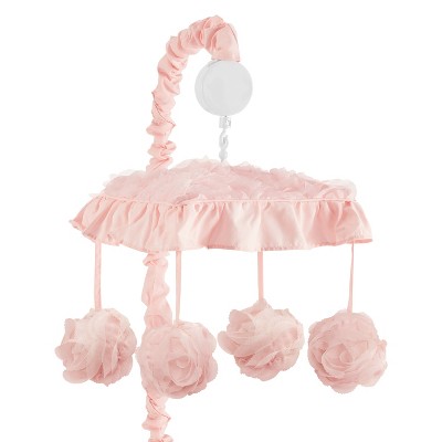 Image of Sweet Jojo Designs Girl Musical Crib Mobile Rose Solid Pink