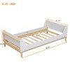 Twin Size Platform Bed with Built-in Bed-end Book Storage Rack, Headboard, Footboard and Safeguard Boards-ModernLuxe - 3 of 4