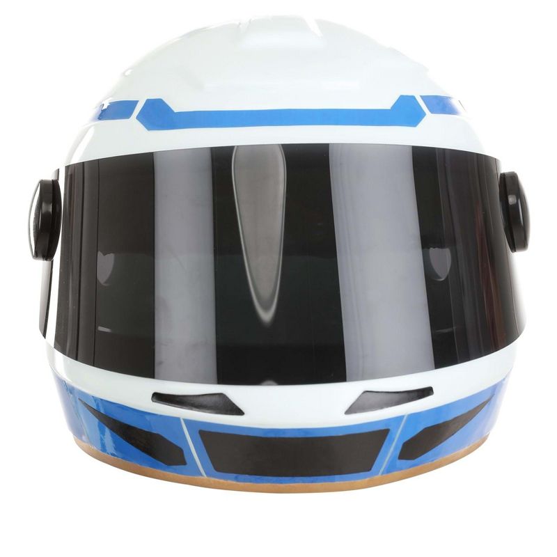 HalloweenCostumes.com   Kid's Race Car Driver Helmet, White/Blue/Gray, 2 of 10