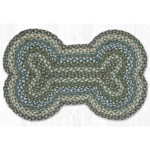 Earth Rugs Sage, Ivory & Settlers Blue Large Dog Bone Braided Pet Tread – Handcrafted Jute, 18" x 28" - 1 of 3