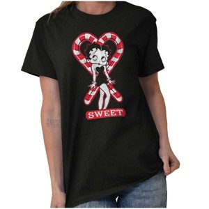 Betty Boop Christmas Sweet Candy Cane Womens Graphic T Shirt Tees Brisco Brands - 1 of 4