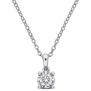 CREATED FOREVER | Sterling Silver 1 CT TW Oval Lab-Grown Diamond Pendant with Chain, 18 inch- - Multiple Carat Size Options - 1 of 3