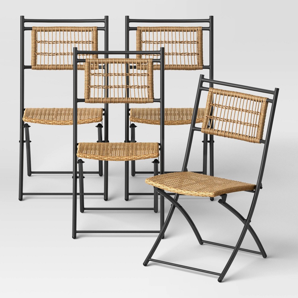 Photos - Garden Furniture Southport 4pk Patio Folding Chair Beige - Threshold™