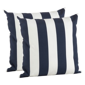 Saro Lifestyle Indoor/Outdoor Striped Pillow Cover Only - 2pc set - 1 of 2