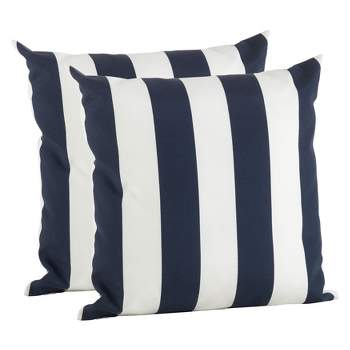 Saro Lifestyle Indoor/Outdoor Striped Pillow Cover Only - 2pc set
