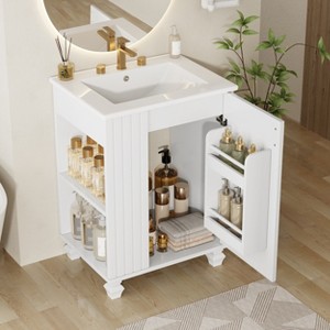 TIRAMISUBEST 24" Bathroom Vanity with Ceramic Sink, Modern Bathroom Vanity Cabinet with Door Shelf, Side Open Storage and Soft Closing Door - 1 of 4