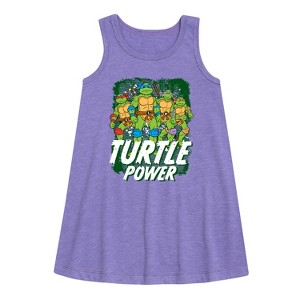 - Teenage Mutant Ninja Turtles - Leo and Brothers Turtle Power Graphic Sleeveless Aline Dress - 1 of 3