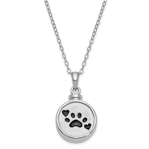 Black Bow Jewelry Sterling Silver & Enameled Paw Print Ash Holder Necklace, 18 Inch - 1 of 4