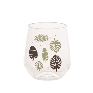 Beachcombers Palm Leaf Acrylic Stemless Wine Glass Tumbler - 1 of 4