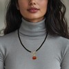 Ross-Simons 4mm Onyx Bead Toggle Necklace With Carnelian Pumpkin Charm in 18kt Gold Over Sterling. 18 inches - 2 of 3