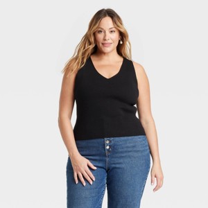 Women's V-Neck Tank Pullover Sweater - Ava & Viv™ - 1 of 3