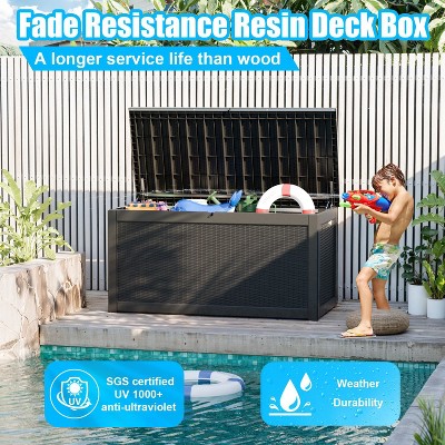 Patti 260 Gallon Waterproof Resin Deck Box, Large Outdoor Storgae Box, Outdoor Furniture - Maison Boucle