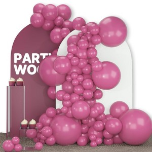 PartyWoo Balloons Hot Pink Magenta Fuchsia Dark 18 12 10 5 Inch 142 pcs - 1 of 4