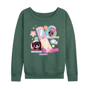 Women's - LOL Surprise! - Cell Phone Chat Girls Lightweight French Terry Wide Neck Long Sleeve Shirt - 1 of 4