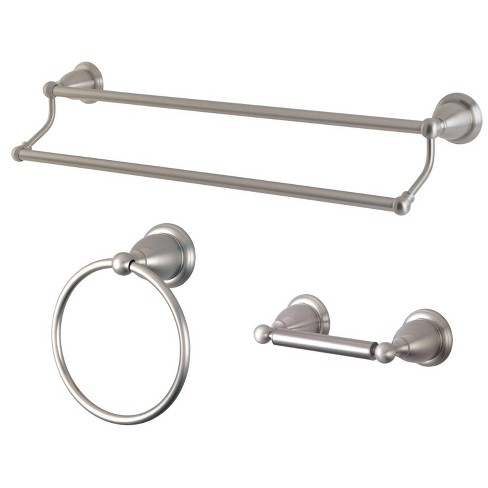 3pc Victorian Towel Bar Bathroom Hardware Set Brushed Nickel - Kingston  Brass : Target