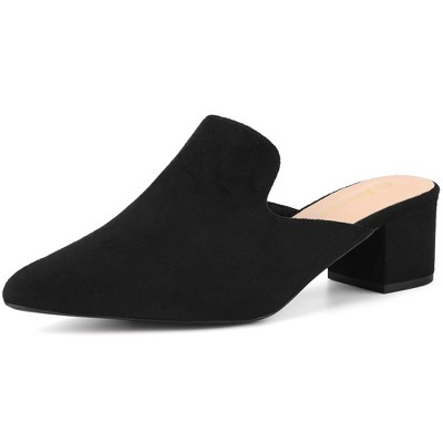 Allegra K Women s Slip on Pointed Toe Chunky Heels Slide Mules