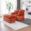 TiramisuBest 56.3" Corduroy Single Sofa with Ottoman & 2 Toss Pillows,Deep-Seat Comfy Couch for Living Room,Green - 3 of 4