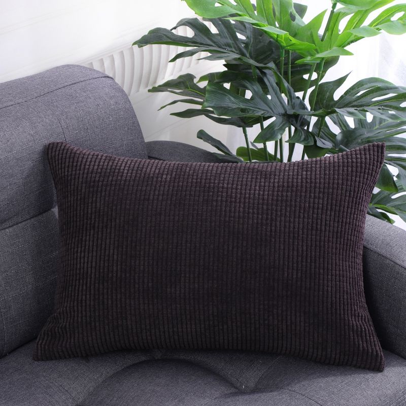 PiccoCasa Luxury Corduroy Corn Striped Cushion Soft Throw Pillow Case, 4 of 7