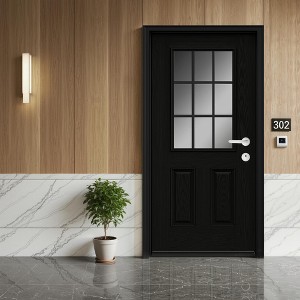 Wooakway 36"W × 80"H 9-Lite 2-Panel Exterior Frosted Glass Prehung Front Entry Door Primed Interior Fiberglass Entrance Door - 1 of 4
