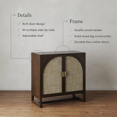Paxton Dark Brown Wood Storage Cabinet with Rattan Doors