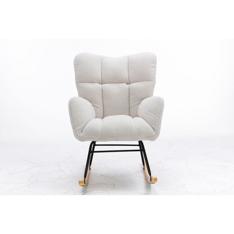 Modern Wood Tufted Upholstered Accent Rocking Chair-ModernLuxe, 5 of 15