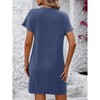 Women's Summer Mini Dress Chest Pocket Short Sleeve Crewneck Ribbed T-Shirt Dress Casual A-Line Beach Vacation Dress - 2 of 4
