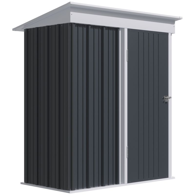 Outsunny 5' x 3' Metal Outdoor Storage Shed, Garden Utility Tool House with Double Lockable Doors for Backyard, Patio, Lawn, Garage, 4 of 7