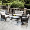 Heynemo 4 Pieces Patio Furniture Set, Outdoor Rattan Chair Wicker Conversation Sets with Cushions and Glass Coffee Table - 2 of 4